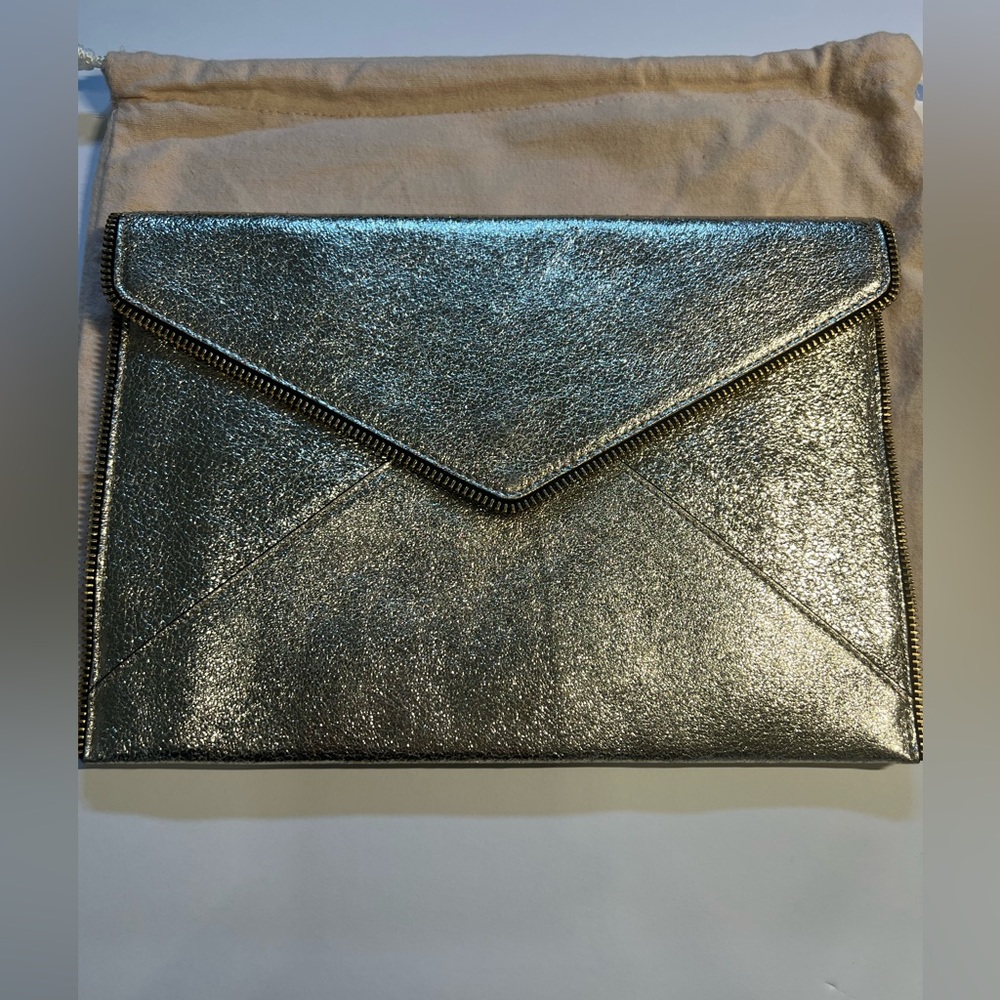 Rebecca Minkoff Gold Glitter Leo Clutch EUC
